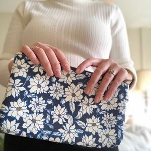 Blue floral clutch / makeup bag